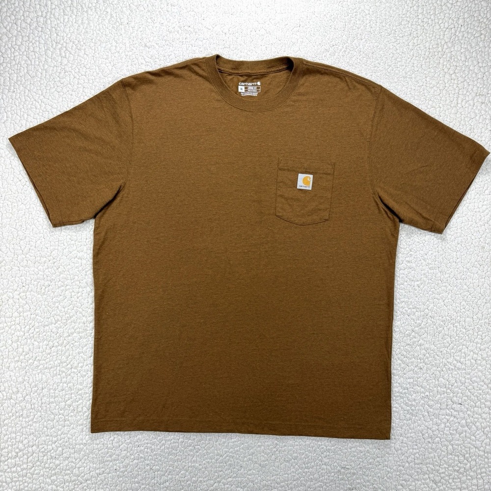 Carhartt Pocket T Shirt Men's XL Loose Fit Brown Rust Workwear Casual Minimalist